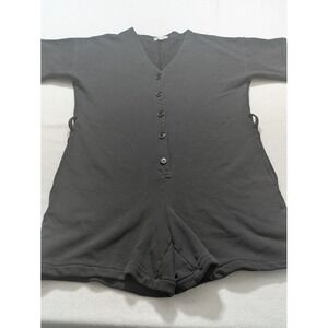 Alex Mill Romper Med Washed Black Short Sleeve Knit Pocket French Terry NO‎ BELT